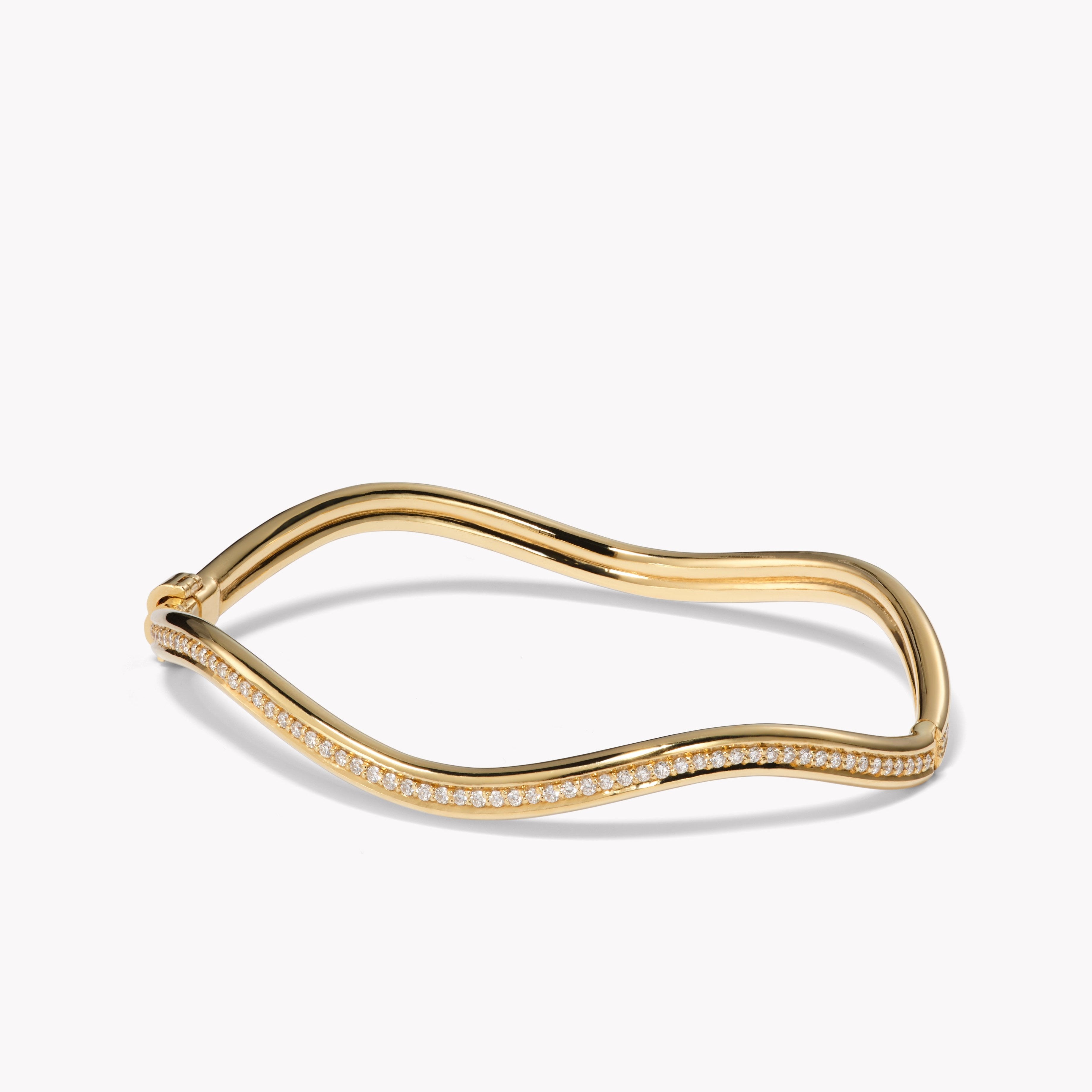 Hinged Curve Bangle with Diamonds
