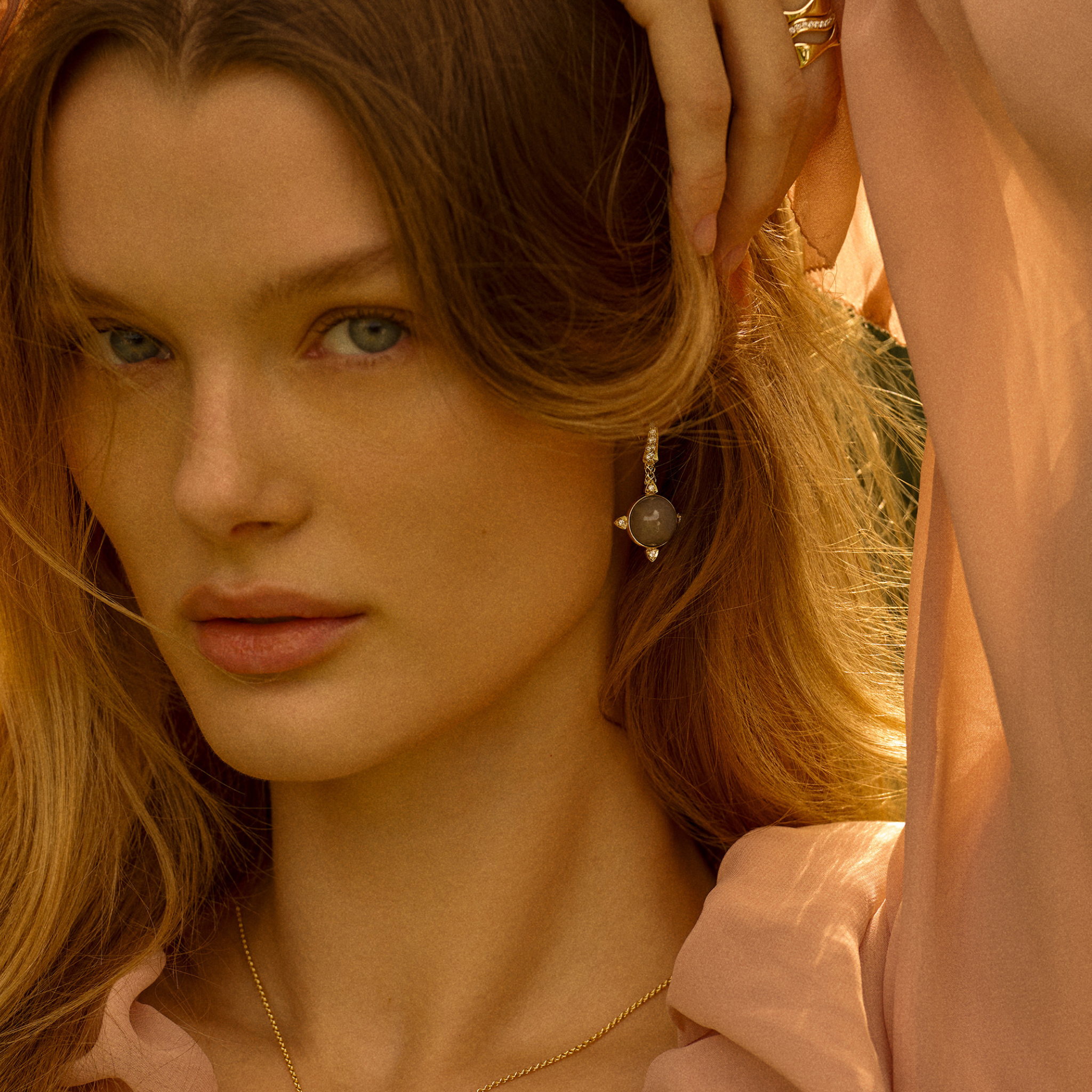 Lyra Grey Moonstone Dangle Earrings