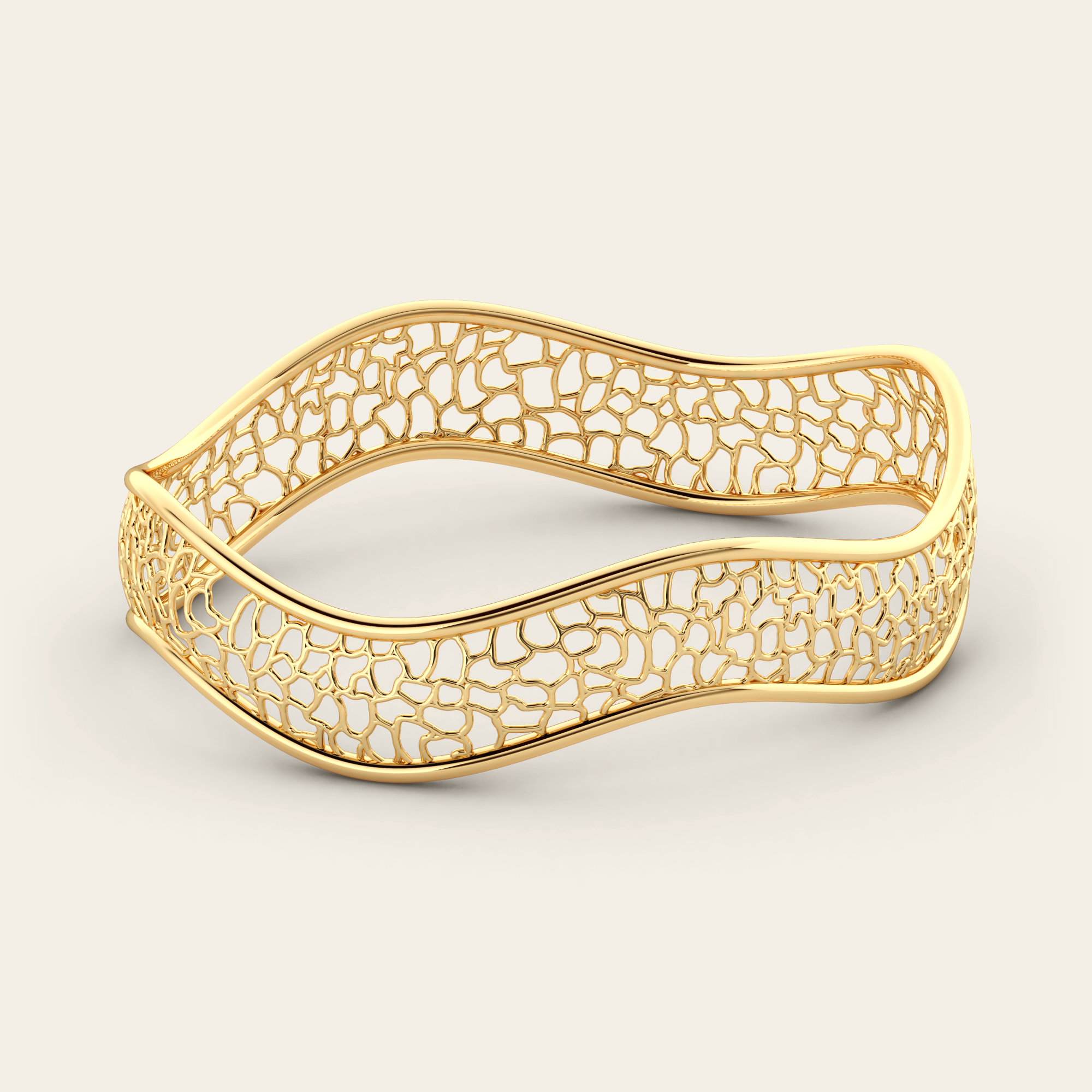 Contour Cracked Earth Stacking Bangle in 18k Yellow Gold