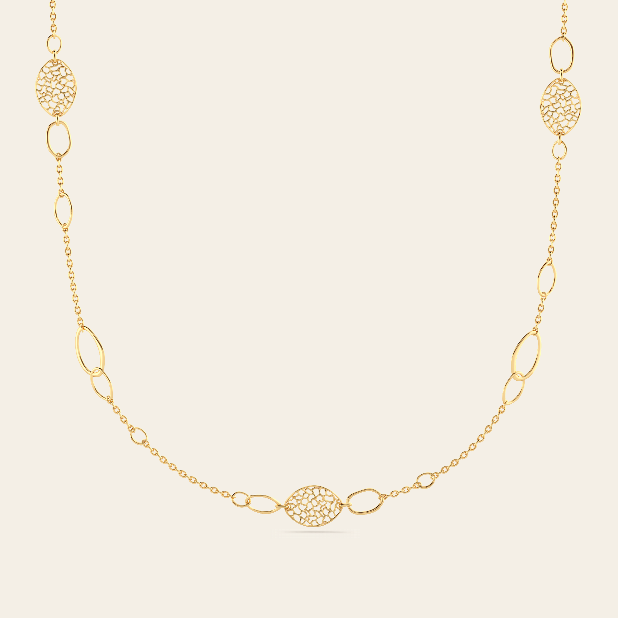 Cracked Earth Chain Necklace in 18k Yellow Gold