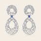 Cracked Earth Dangle Earrings with Blue Sapphires in 18k White Gold