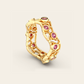 Cracked Earth Ring with Pink Sapphires in 18k Yellow Gold