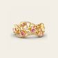 Cracked Earth Ring with Pink Sapphires in 18k Yellow Gold