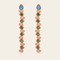 Double Cadence Dangle Earrings with Blue Zircons and Demantoid Garnets in 18k Rose Gold