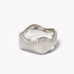 Double Curve Ring with Mirrored Diamonds