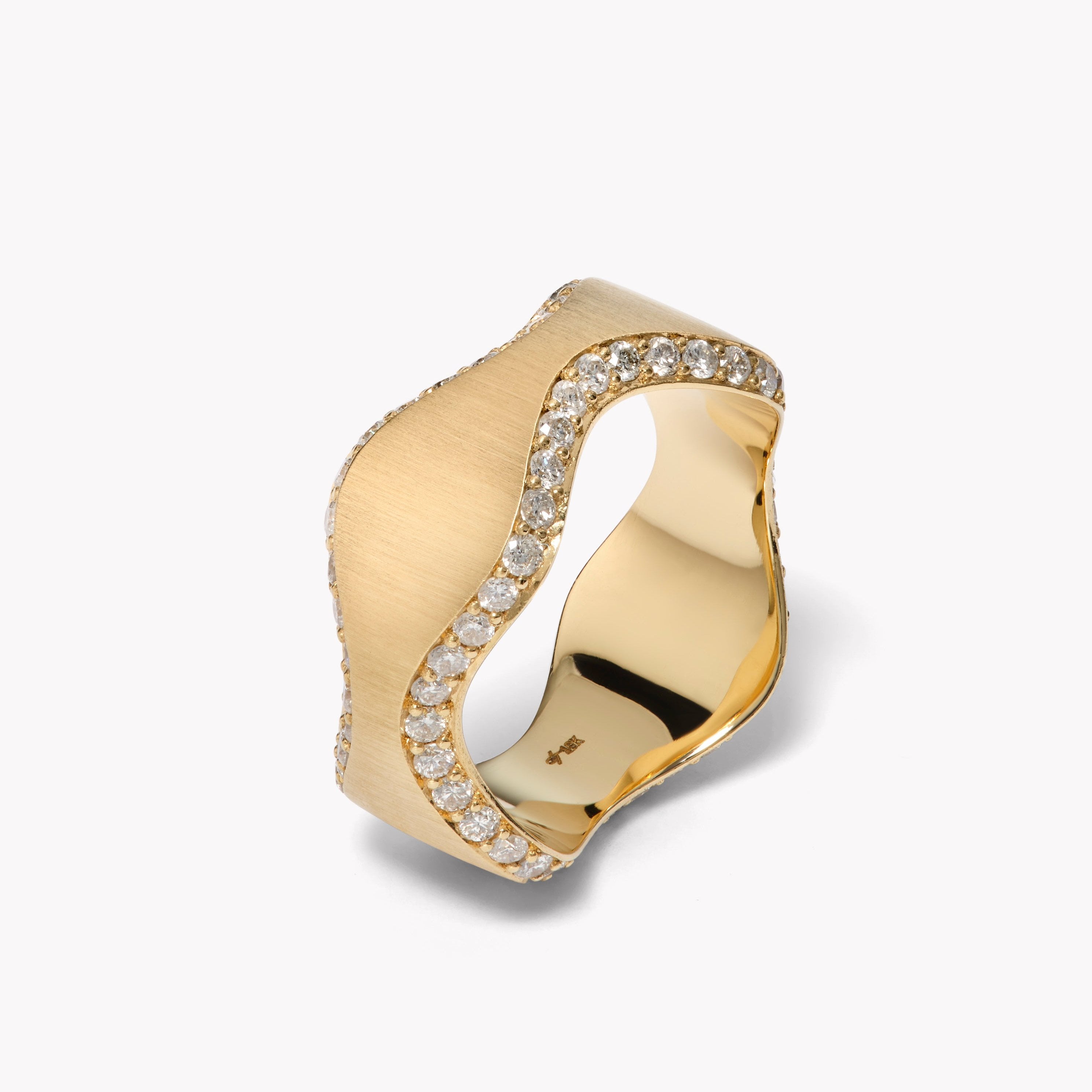 Double Curve Ring with Mirrored Diamonds