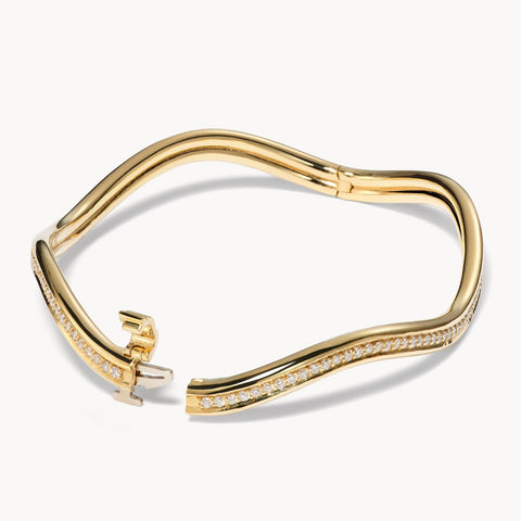 Hinged Curve Bangle with Diamonds