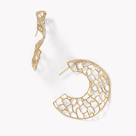 Large Canyon Hoop Earrings with Diamonds