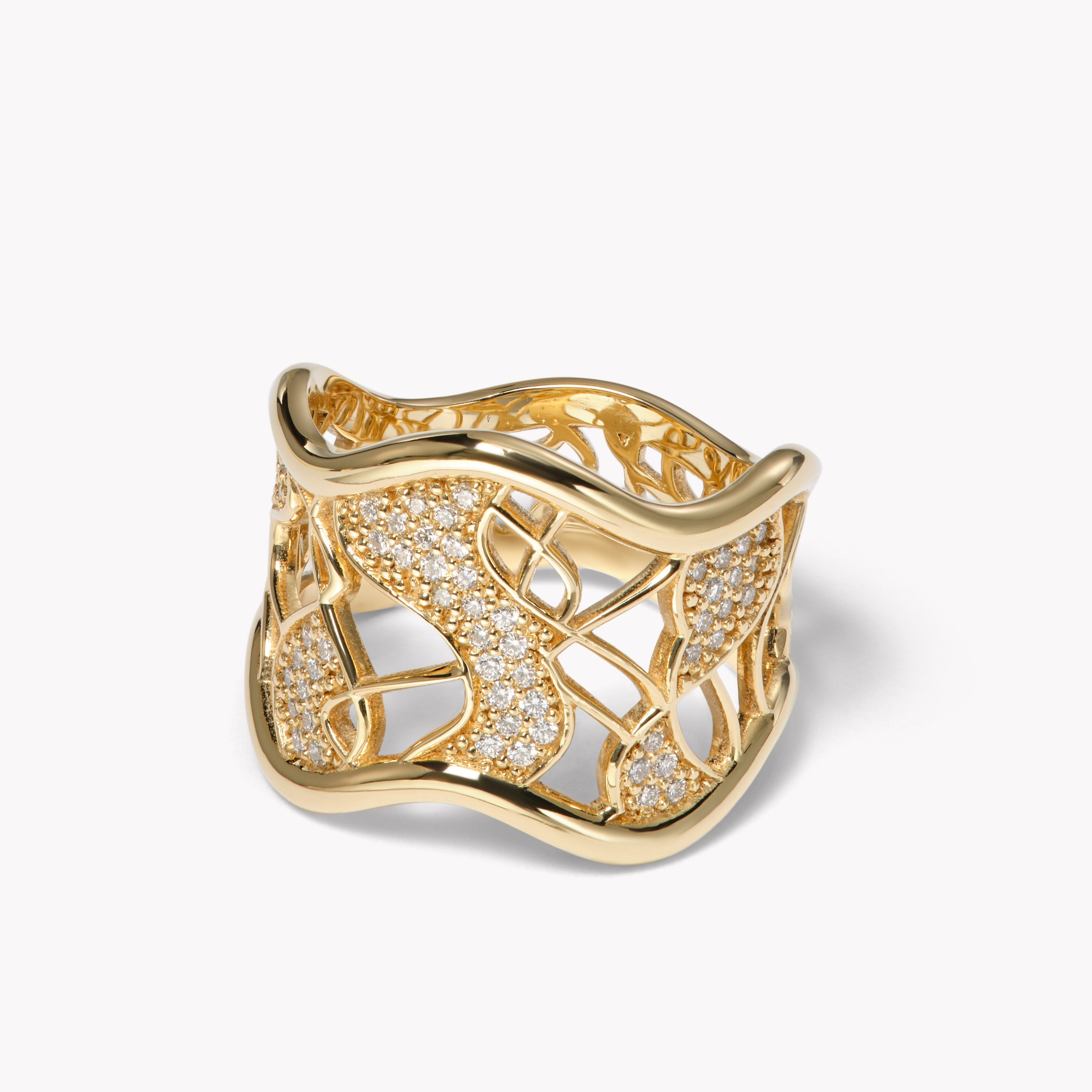 River Cocktail Ring with Diamonds