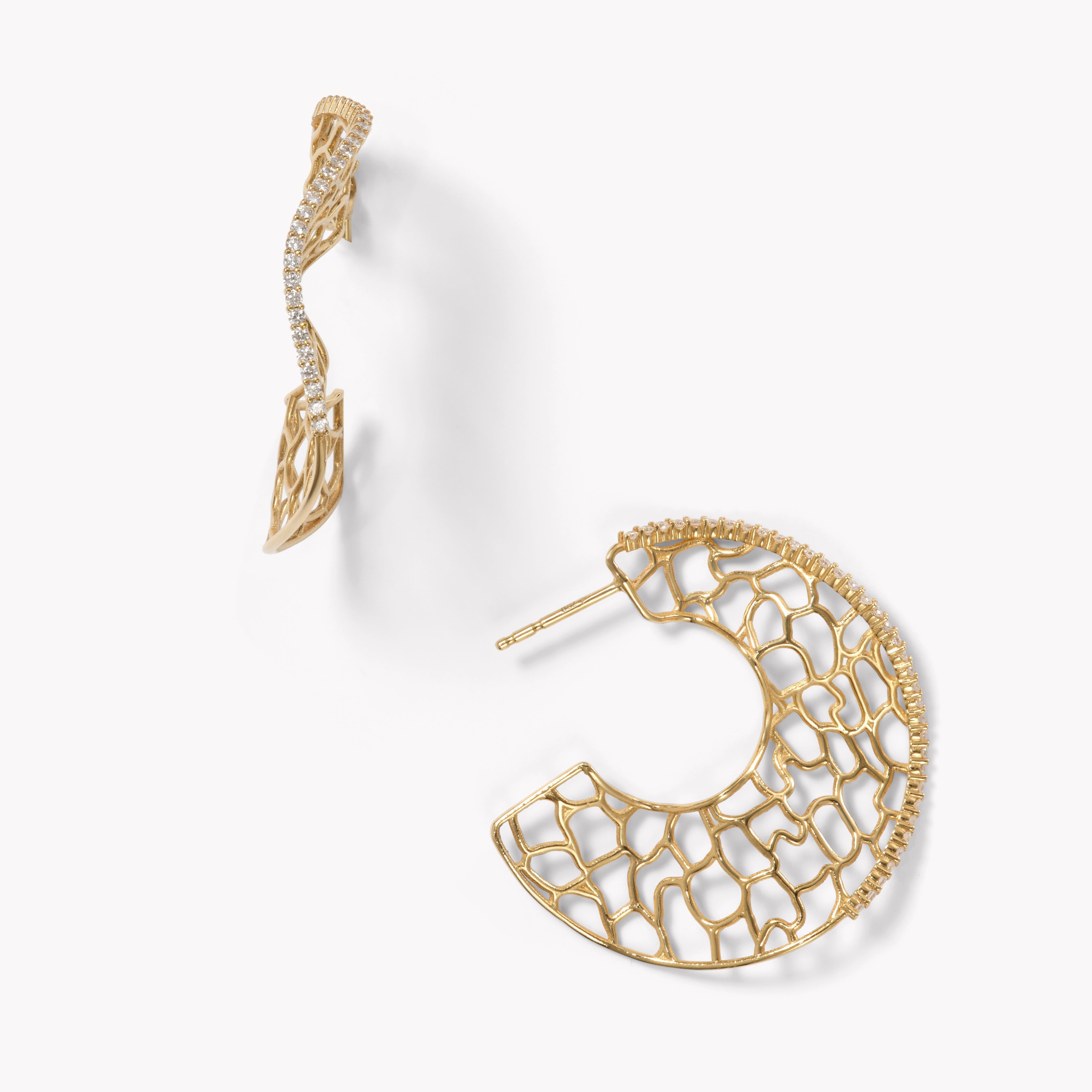 Small Canyon Hoop Earrings with Diamonds