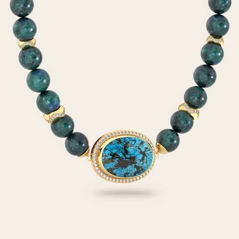 Sonora Chrysocolla Bead Necklace with Turquoise Clasp