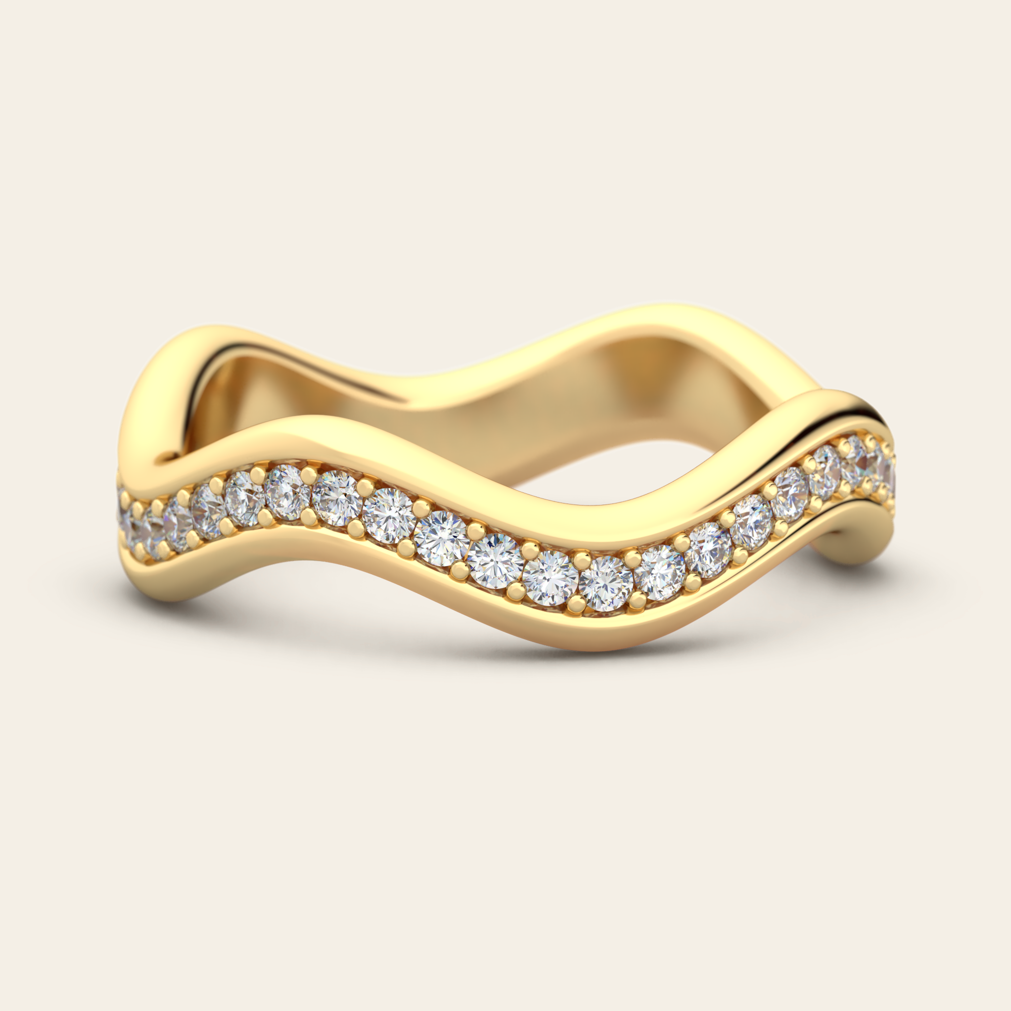 Thick Curve Stacking Ring with Diamonds