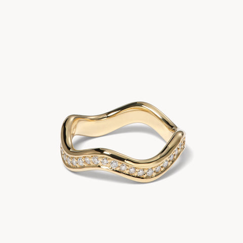 Thick Curve Stacking Ring with Diamonds