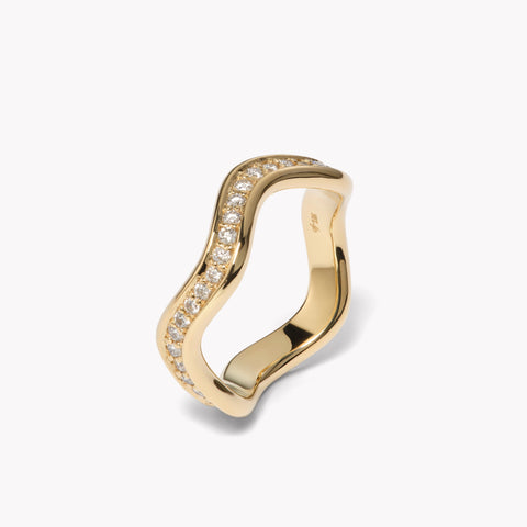 Thick Curve Stacking Ring with Diamonds