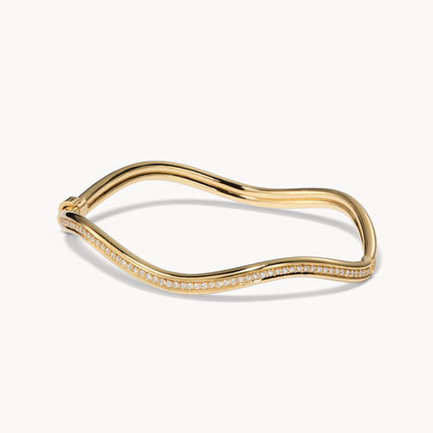 Hinged Curve Bangle with Diamonds