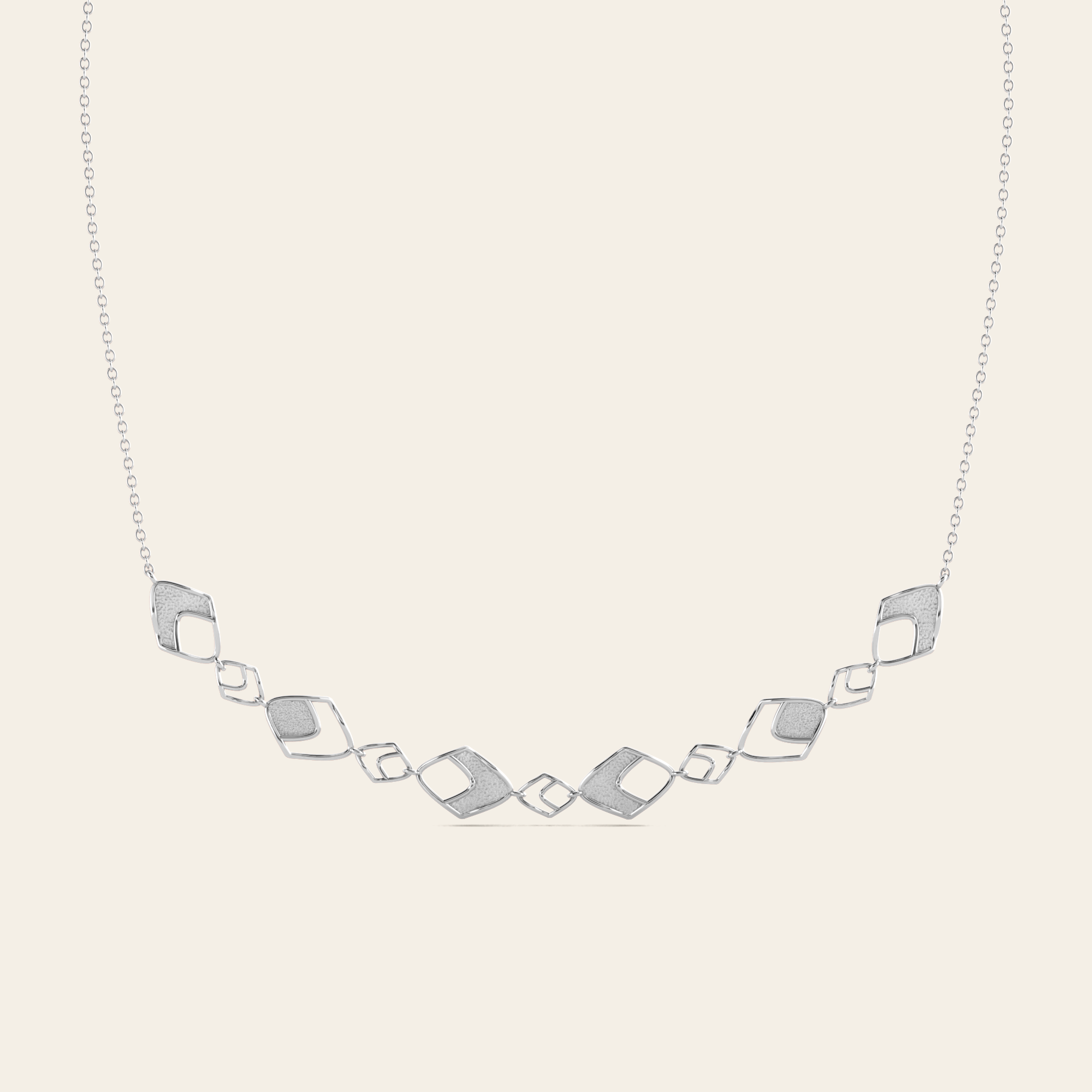 The Curve Linked Necklace in 18k White Gold