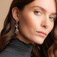 Cascade Extended Dangle Earrings with Spessartite Garnets in 18k White Gold