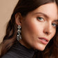 Extended Cracked Earth Dangle Earrings with Blue Zircons in 18k White Gold