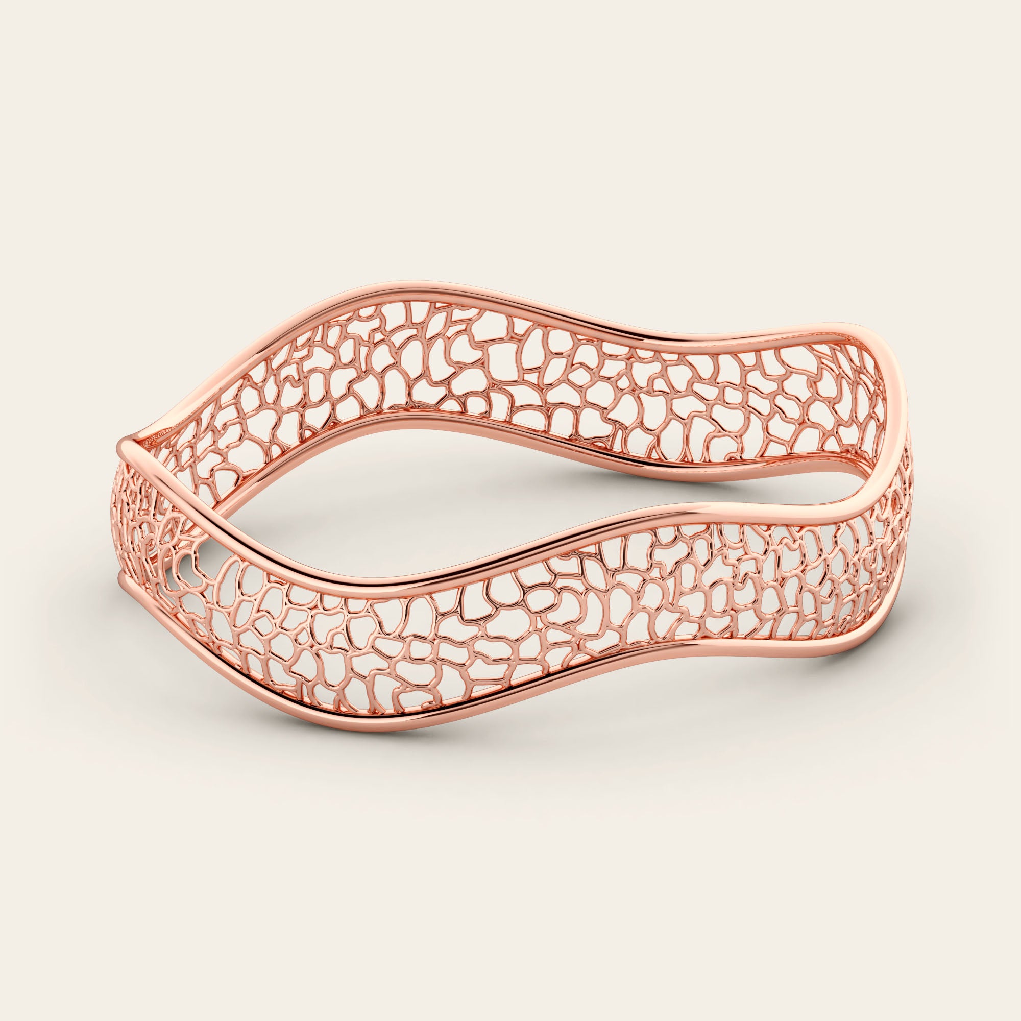 Contour Cracked Earth Stacking Bangle in 18k Rose Gold