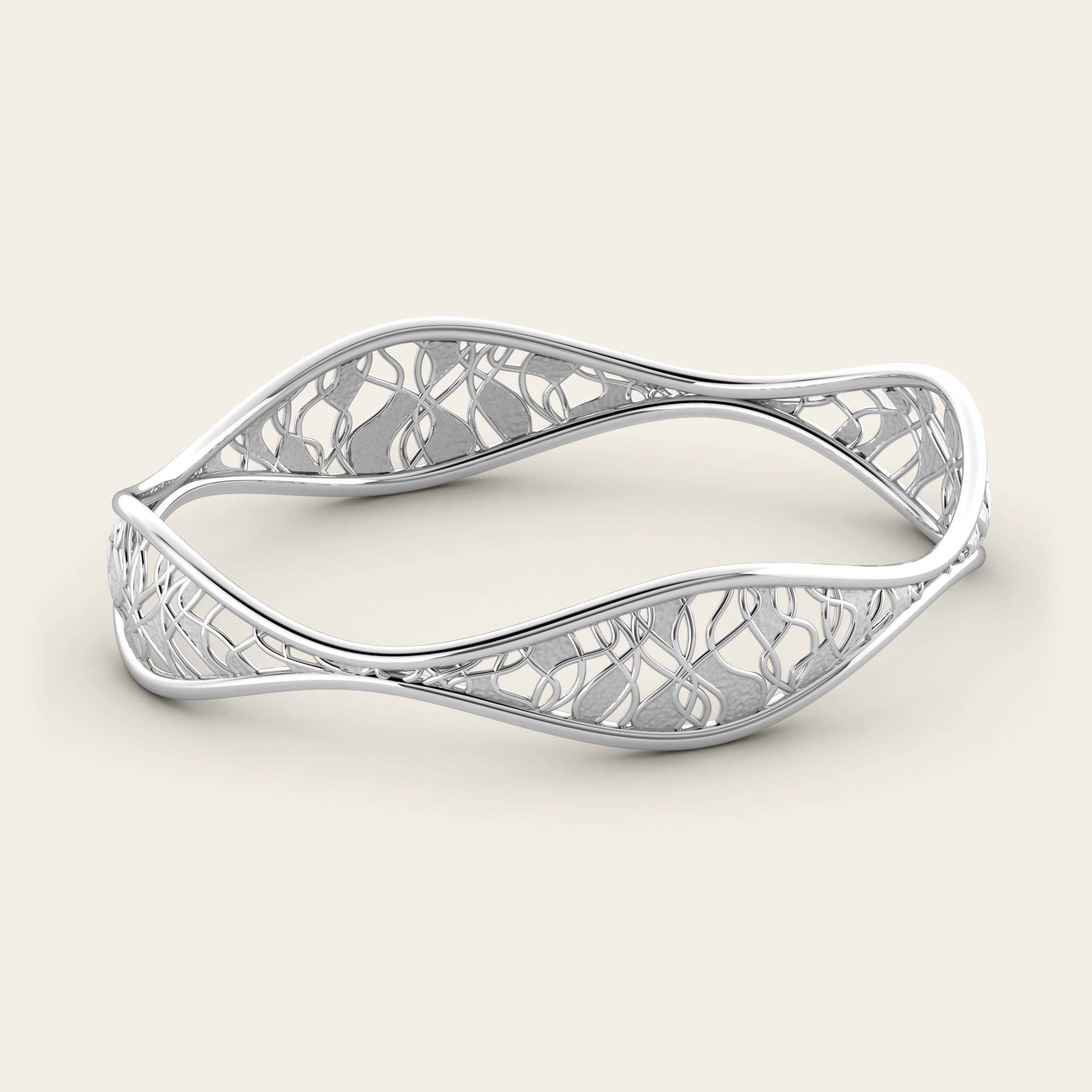 Cascade Stacking Bangle in 18k White Gold