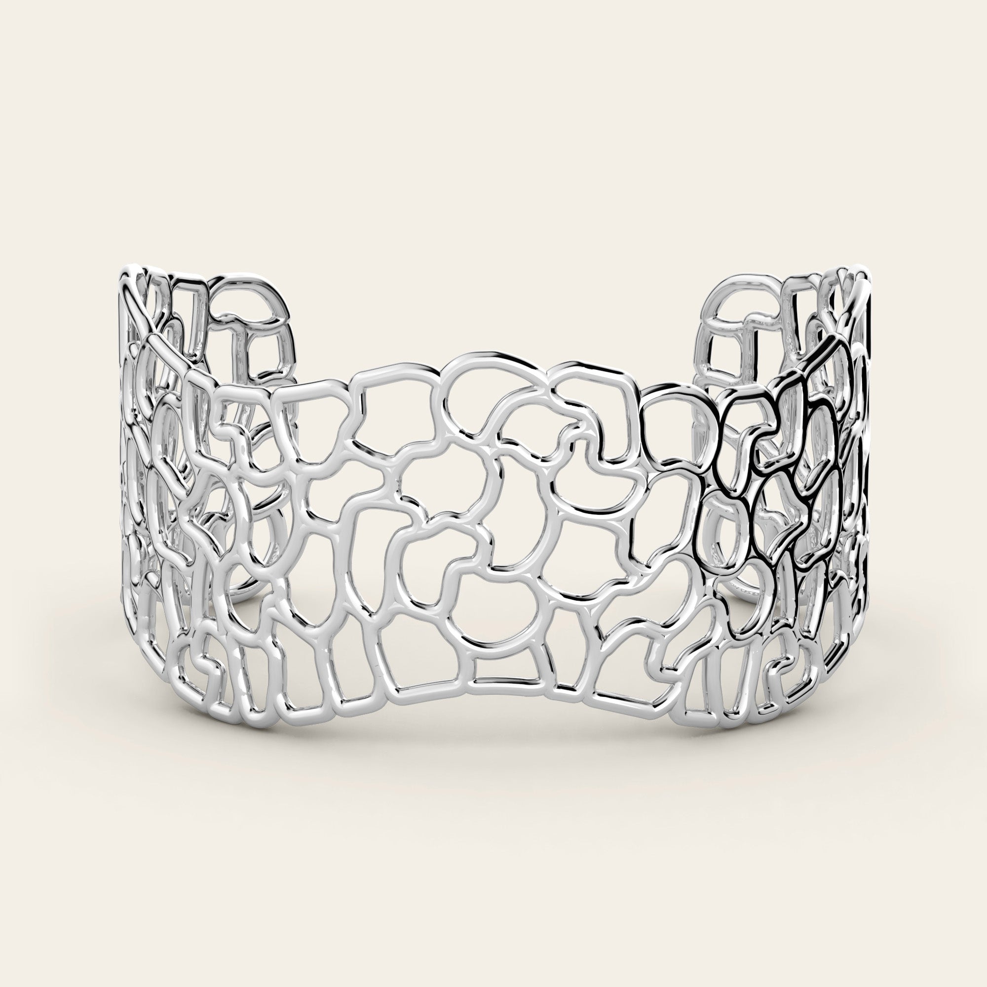 Cracked Earth Cuff in 18k White Gold