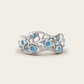 Cracked Earth Ring with Blue Zircons in 18k White Gold
