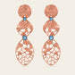 Extended Cracked Earth Dangle Earrings with Blue Zircons in 18k Rose Gold