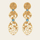 Extended Cracked Earth Dangle Earrings with Blue Zircons in 18k Yellow Gold