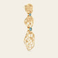 Extended Cracked Earth Dangle Earrings with Blue Zircons in 18k Yellow Gold