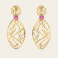 Cascade Dangle Earrings with Pink Sapphires in 18k Yellow Gold