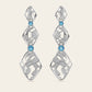 Cascade Extended Dangle Earrings with Blue Zircons in 18k White Gold