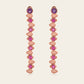 Double Cadence Dangle Earrings with Purple Garnets and Pink Sapphires in 18k Rose Gold