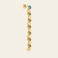Double Cadence Dangle Earrings with Blue Zircons and Demantoid Garnets in 18k Yellow Gold