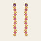 Double Cadence Dangle Earrings with Purple Garnets and Pink Sapphires in 18k Yellow Gold