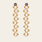 Flowing Double Cadence Earrings with Purple Garnets in 18k Yellow Gold
