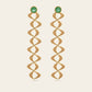 Flowing Double Cadence Earrings with Tsavorite Garnets in 18k Yellow Gold