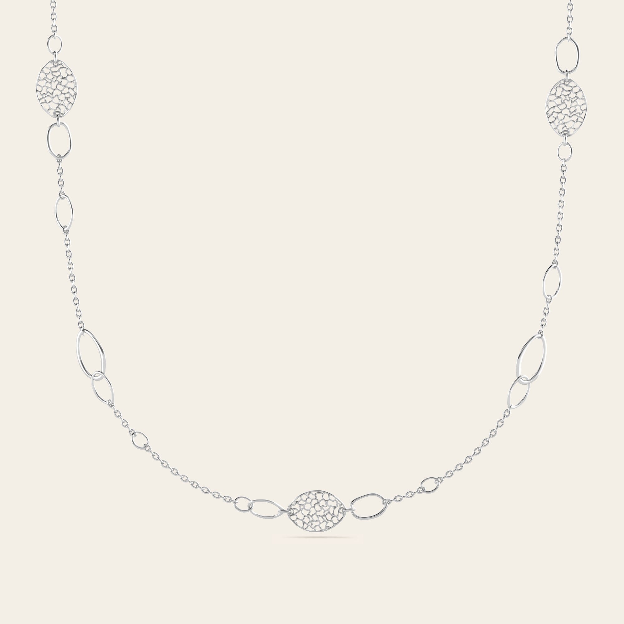 Cracked Earth Chain Necklace in 18k White Gold