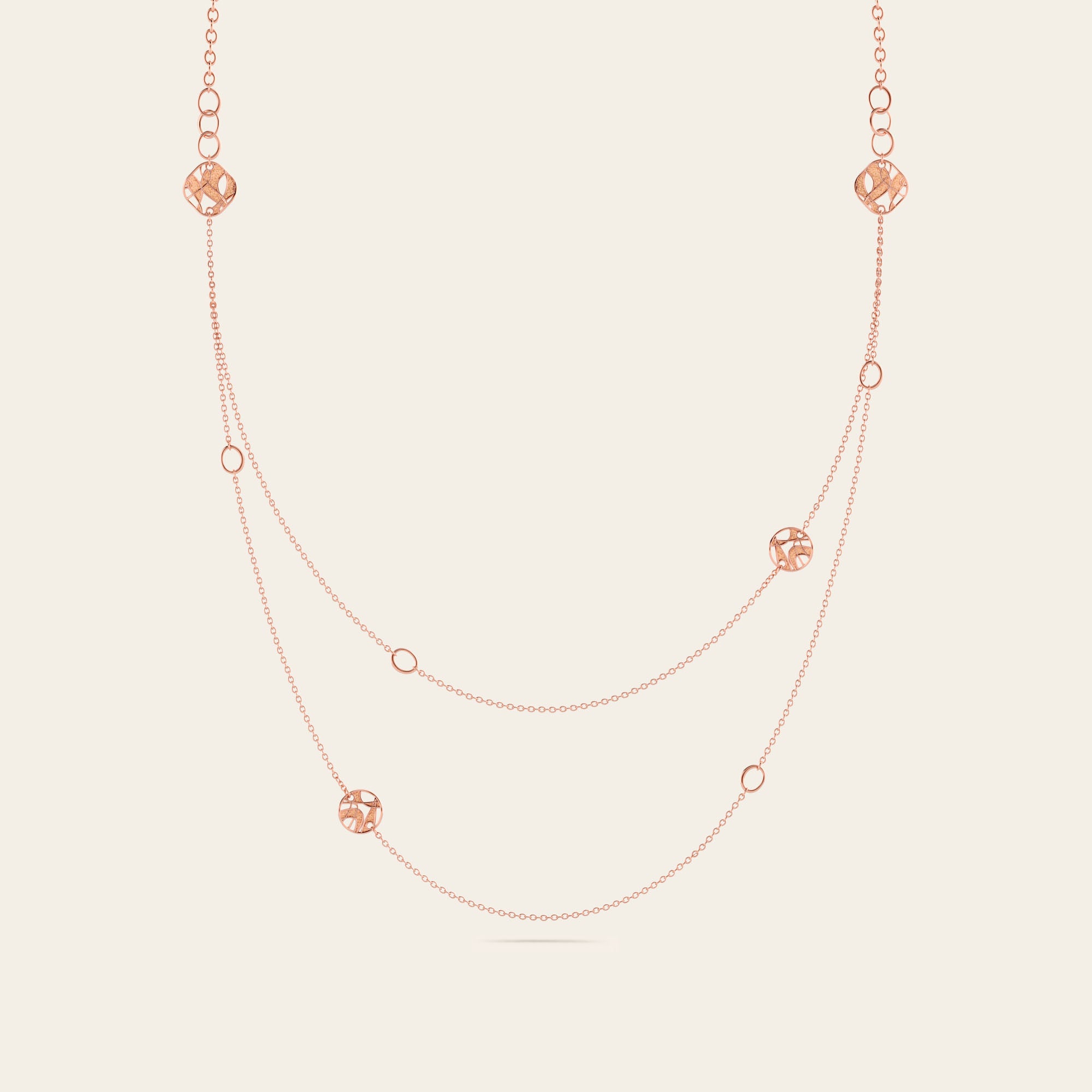 Cascade Double Chain Necklace in 18k Rose Gold