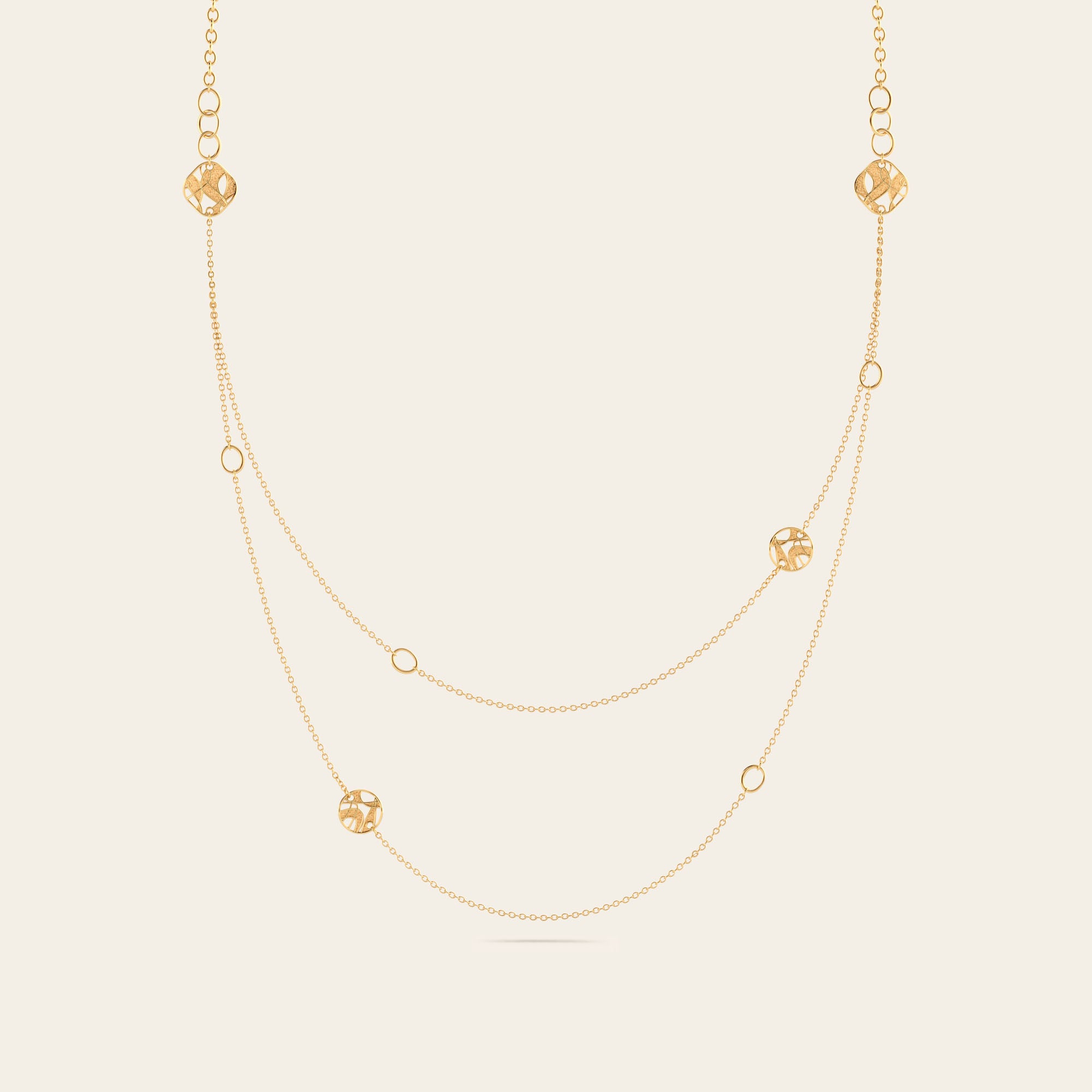 Cascade Double Chain Necklace in 18k Yellow Gold