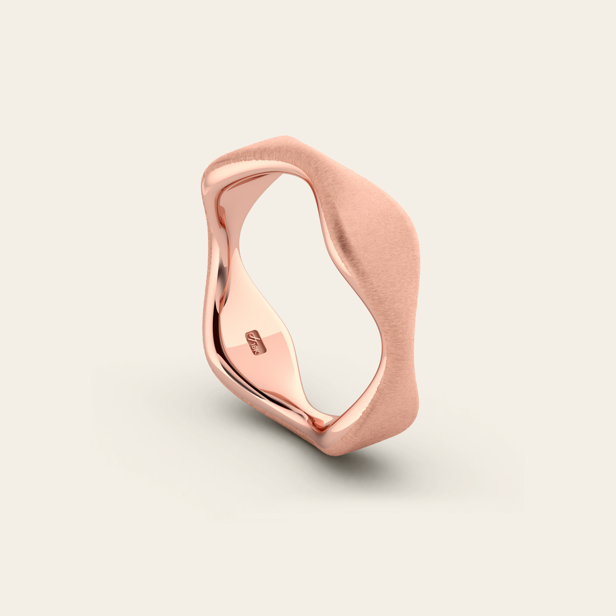 The Mirrored Curve Ring in Satin Finished 18k Rose Gold