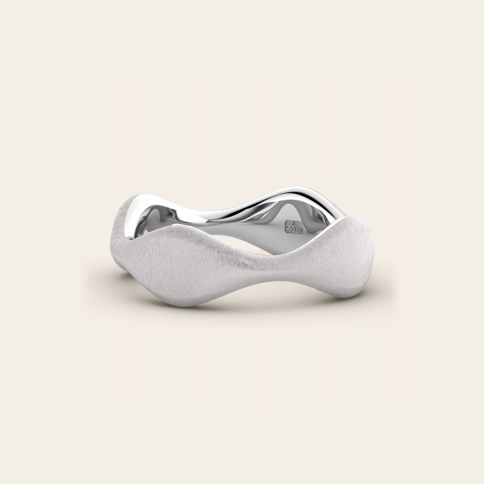 The Mirrored Curve Ring in Satin Finished 18k White Gold