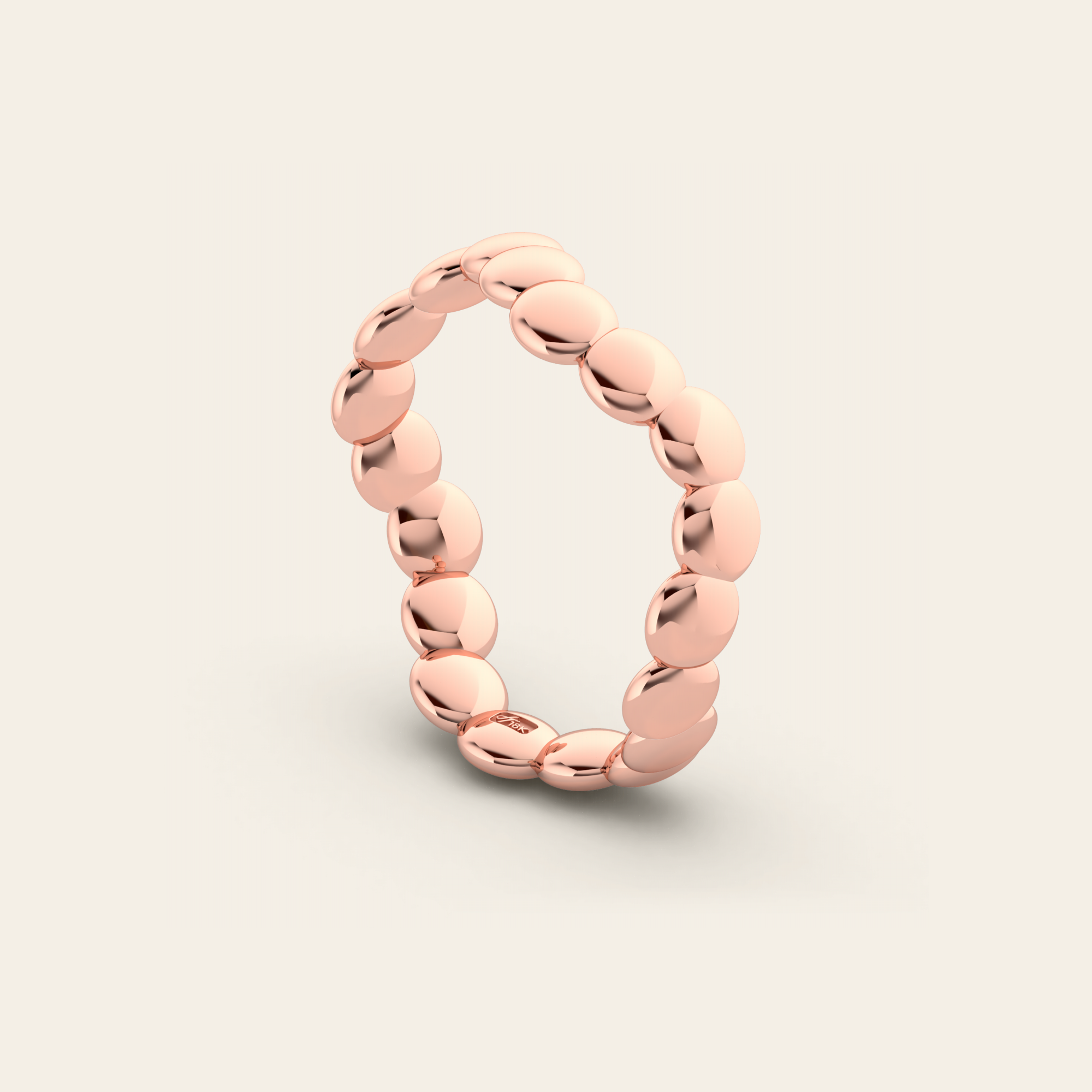 The Beaded Curve Ring in High Polished 18k Rose Gold