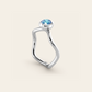 The Curve Ring with Blue Zircon in 18k White Gold