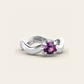 The Smooth Curve Ring with Purple Garnet in 18k White Gold