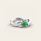 The Smooth Curve Ring with Tsavorite Garnet in 18k White Gold