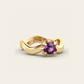 The Smooth Curve Ring with Purple Garnet in 18k Yellow Gold