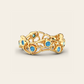Cracked Earth Ring with Blue Zircons in 18k Yellow Gold