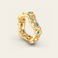 Cracked Earth Ring with Blue Zircons in 18k Yellow Gold