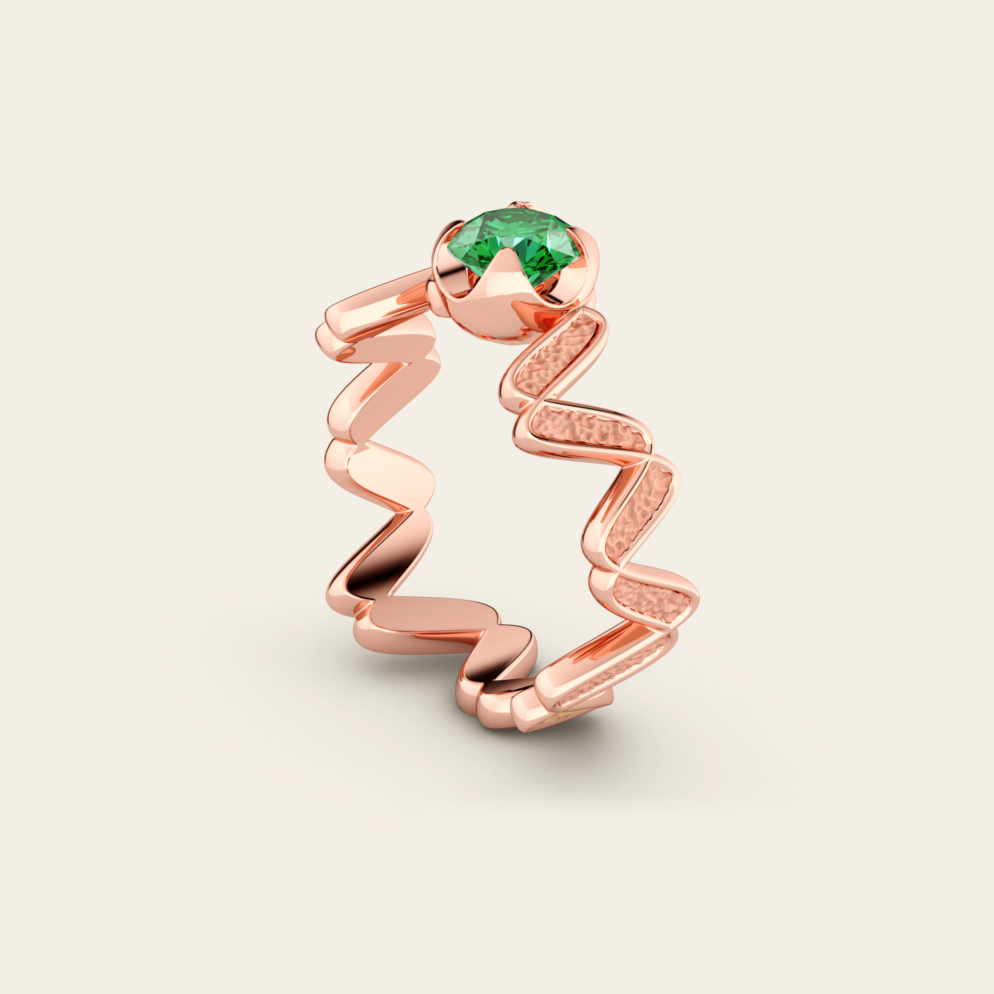 Single Cadence Ring with Tsavorite Garnet in 18k Rose Gold