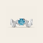 Single Cadence Ring with Blue Zircon in 18k White Gold